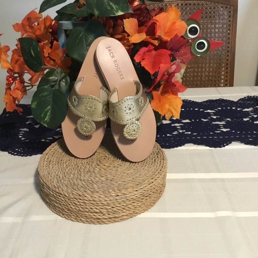 🌹HOST PICK-JACK ROGERS PLATINUM SLIP-ON LEATHER SANDAL/NWOT-MADE IN BRAZIL/SZ 7 - Picture 6 of 9